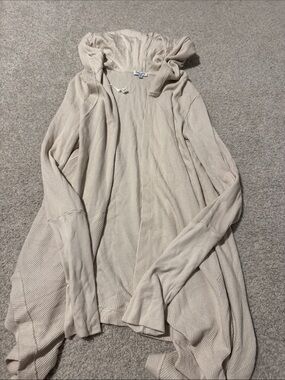 Splendid Cream Knit Hooded Open Cardigan